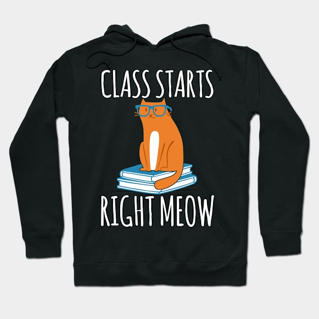 Class Starts Right Meow - Cat Cats Hoodie by fromherotozero